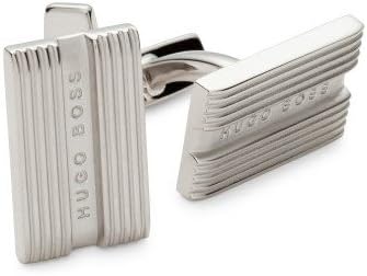 BOSS Hugo Boss Wikos Cufflinks; Men's Silver-tone Rectangular Logo Cuff Links