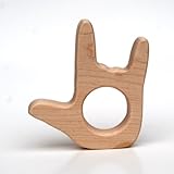 Natural Wood Teether ASL I Love You Toy