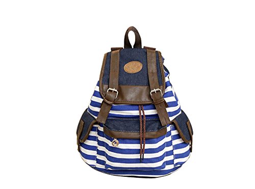 Oulifa unisex canvas backpack school bag stripe college…