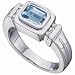 14Kt White Gold Genuine Sleek Aquamarine and Diamond Ring