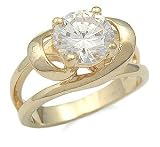 14K Gold Plated Solitaire CZ Engagement Ring
