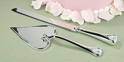 Personalized Cake Knife and Server Set Reflective Heart (1 per order) Wedding Accesory