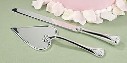 Personalized Cake Knife and Server Set Reflective Heart (1 per order) Wedding Accesory