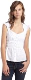 Junior's White Poplin Smocked Top