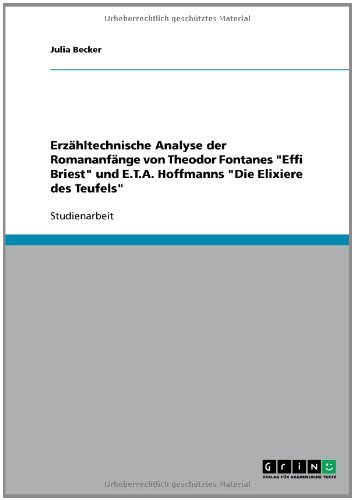 Erzähltechnische Analyse der Romananfänge von Theodor Fontanes 