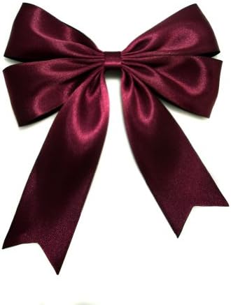 Super Shiny Ribbon Cheer Hair Bow Barrette (Burgundy)