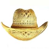 OPEN WEAVE DISTRESSED SHAPEABLE TOYO STRAW COWBOY HAT