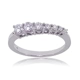 14KT White Gold Journey Sz=7 Ring 1/2 Carat Diamond