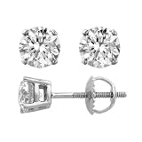 Round Diamond Stud Earrings (Screw Backing) 1.25 carats, J-L Color, SI2 Clarity- 14k Yellow or White Gold