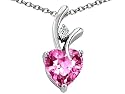 1.95 cttw 925 Sterling Silver 14K White Gold Plated Lab Created Heart Shaped Pink Sapphire Pendant