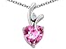 1.95 cttw 925 Sterling Silver 14K White Gold Plated Lab Created Heart Shaped Pink Sapphire Pendant