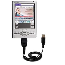Coiled Power Hot Sync and Charge USB Data Cable w/ Tip Exchange for the Sony Clie TJ37 - Gomadic Brand