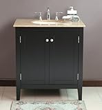 IMAGE OF LUXExclusive Bathroom Vanity Single Sink Contemporary Vanity with Travertine Counter Top LUX-LS-1062-T: 32