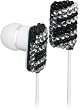 Ihip Black and Silver Zebra Chic Crystal Rhinestone Bling Fashion Earphones Earbuds