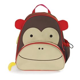 Skip Hop Zoo Pack Little Kid Monkey Backpack, Brown/Red