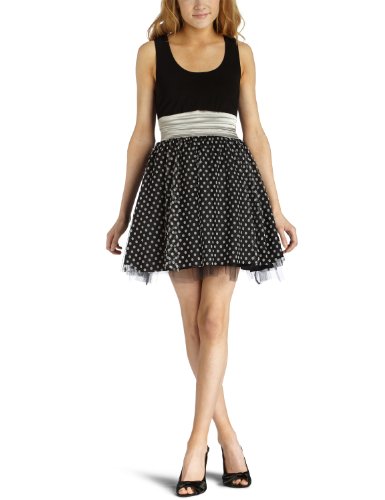 As You Wish Junior's Dot Mesh Dress With Solid Ity Top
