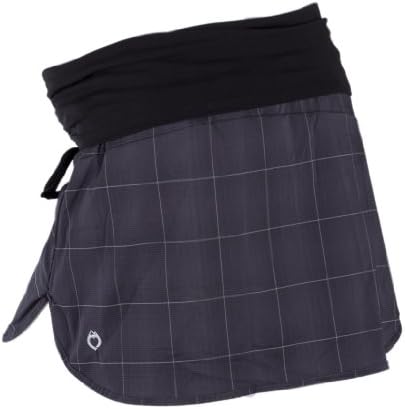 Mountain Mama Women's Riley Rolldown Maternity Running Skirt, Storm Plaid, X-Large