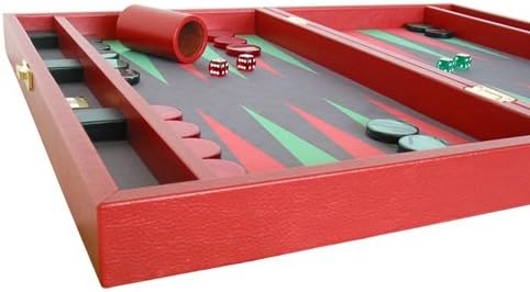 Backgammon Set - Genuine Leather - Microfiber Playing Surface 20"