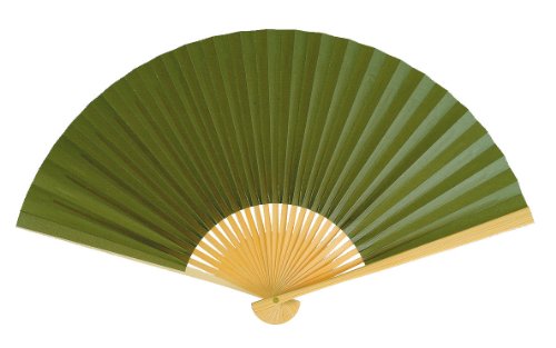 和風扇子　彩　深緑