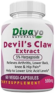 Devil's Claw Extract (5% Harpagoside) 60 Capsules Veggie 500 mg by Divayo Naturals