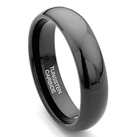 Black Tungsten 6mm Dome Comfort-Fit Wedding Band Ring Sz 4.5