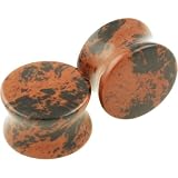 Pair of Mahogany Obsidian Stone Double Flared Plug: 6g