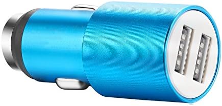 RUNRAY 3.1A Dual USB Car Smart Charger with Safety Hammer Car Cigarette Charger for Smartphones iPhone iPad Android Devices (Blue)