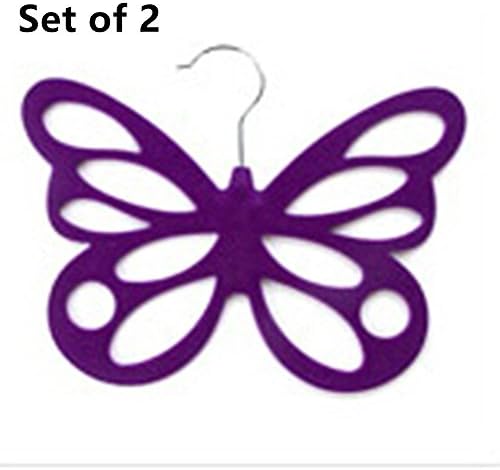 CCrystal Multi-purpose flocking butterfly Scarves Holder / Hanger / Organizer set of 2 Purple