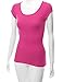 Doublju Women Cap Sleeve Round Neck Cross Back Detailed T-Shirt