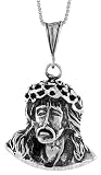 Sterling Silver 1 3/16 (31mm) Jesus Pendant