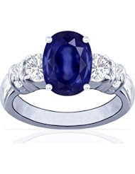 Platinum Oval Cut Blue Sapphire Ring With Sidestones