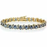 Vermeil (24K Gold over Sterling Silver) Simulated Tanzanite and Genuine Diamond Accent Bracelet
