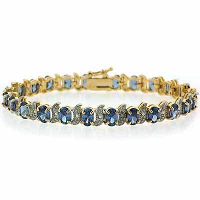 Vermeil (24K Gold over Sterling Silver) Simulated Tanzanite and Genuine Diamond Accent Bracelet