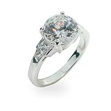 Round Brilliant Cut CZ Sterling Silver Ring
