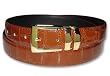 Croc COGNAC BROWN Bonded Leather Belt Gold-Tone Buckle Extra-Long XL
