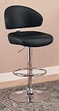 29"H Adjustable Bar Stool in Black Faux Leather