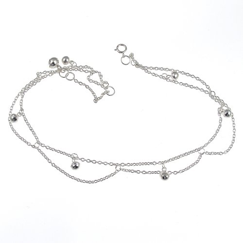 Sterling Silver Fancy Indian Style Ankle Chain