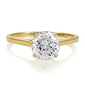 14K Yellow Gold Vermeil 2ct Round Cubic Zirconia CZ Solitaire Wedding Ring