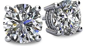 0.25tcw 14 Karat White Gold Screwback Round Brilliant Cut Diamond Earrings