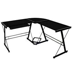 Cheap Walker Edison Soreno 3-Piece Corner Desk Black with Black Glass Discount