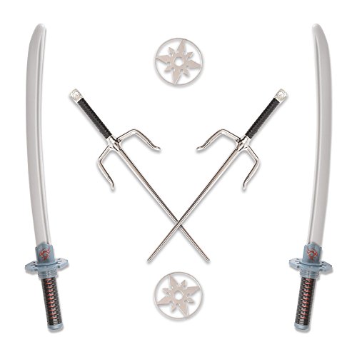 Ninja weapons kit; ninja sword, ninja stars, ninja knife (6 pc)