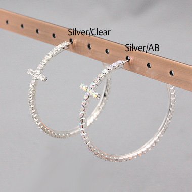 Accessory Accomplice Silvertone Aurora Borealis Crystal Studded Cross 2