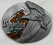 Wyoming State 3-D Enamel Pewter Belt Buckle