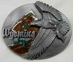Wyoming State 3-D Enamel Pewter Belt Buckle