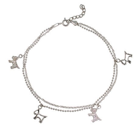 The Puppy Dog CZ Sterling Silver Anklet