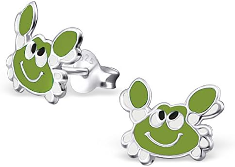 Children's Silver Crab Colorful Ear Studs with Epoxy