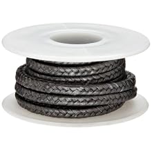 Palmetto Style 1390 PTFE Compression Packing Seal, Graphite Coating, Inert Lubricant, Black