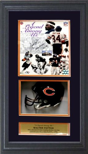 Encore Select Auto-FBCHI34 Chicago Bears Walter Payton #34 Autographed Photo & Miniature Helmet Shadow Box