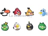 Set of 8 Angry Birds Style Your Crocs Fun Clips Shoe Clogs Charms With Extra