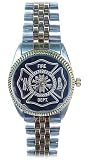 Fire Department Fireman's watch for HIM. Two tone case and bracelet man's size watch of 1. 1/2 inch.